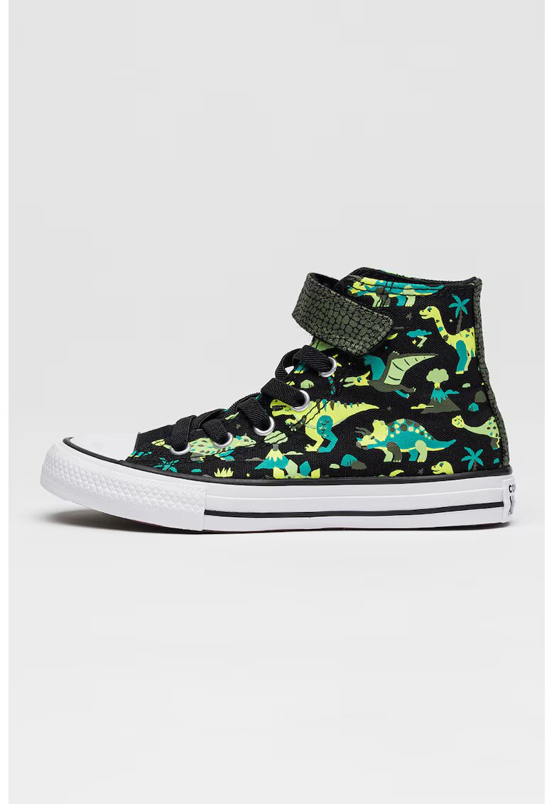 Converse Текстилни кецове с принт - Бял/Черен/Неоново зелено