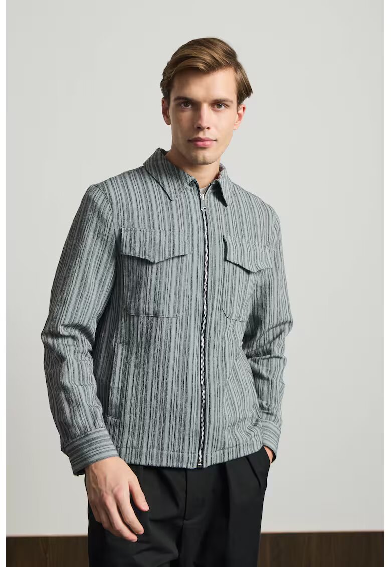 Danger Мъжка риза regular fit сив цвят памук