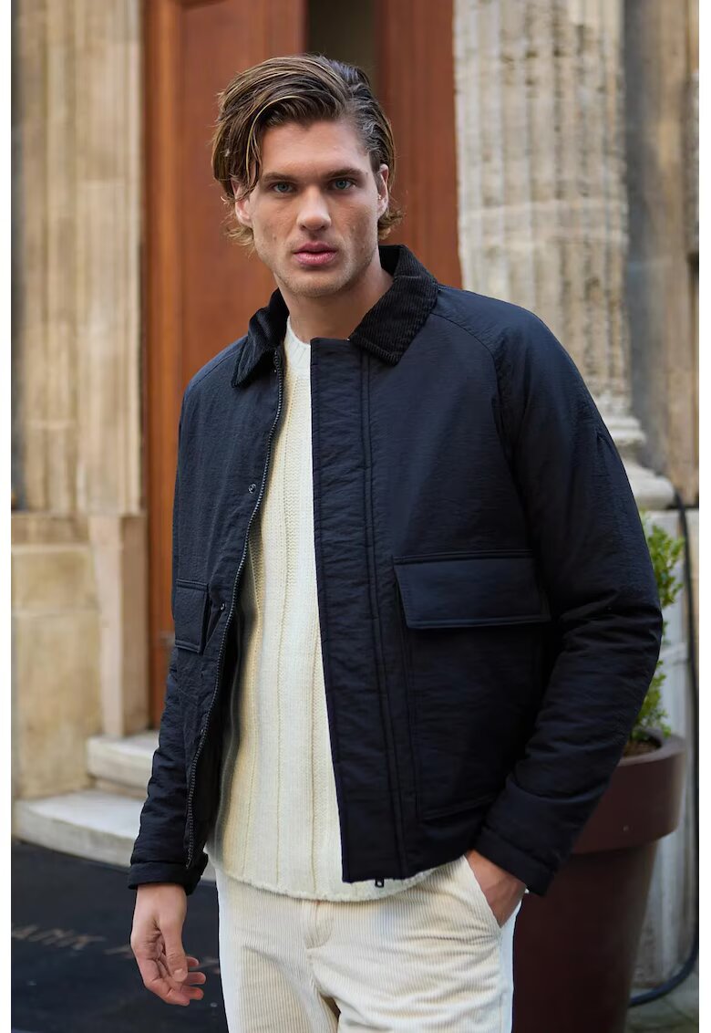 Danger Мъжко яке синьо полиестер regular fit без качулка