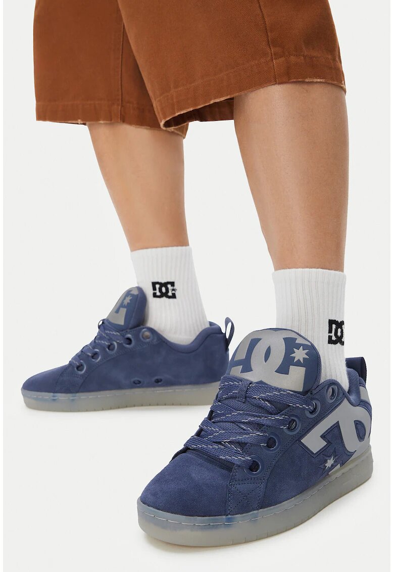 DC Shoes кецове от велур с връзки и лого DC - сини