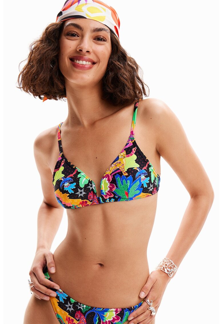 Desigual Горнище на бански с тропическа шарка