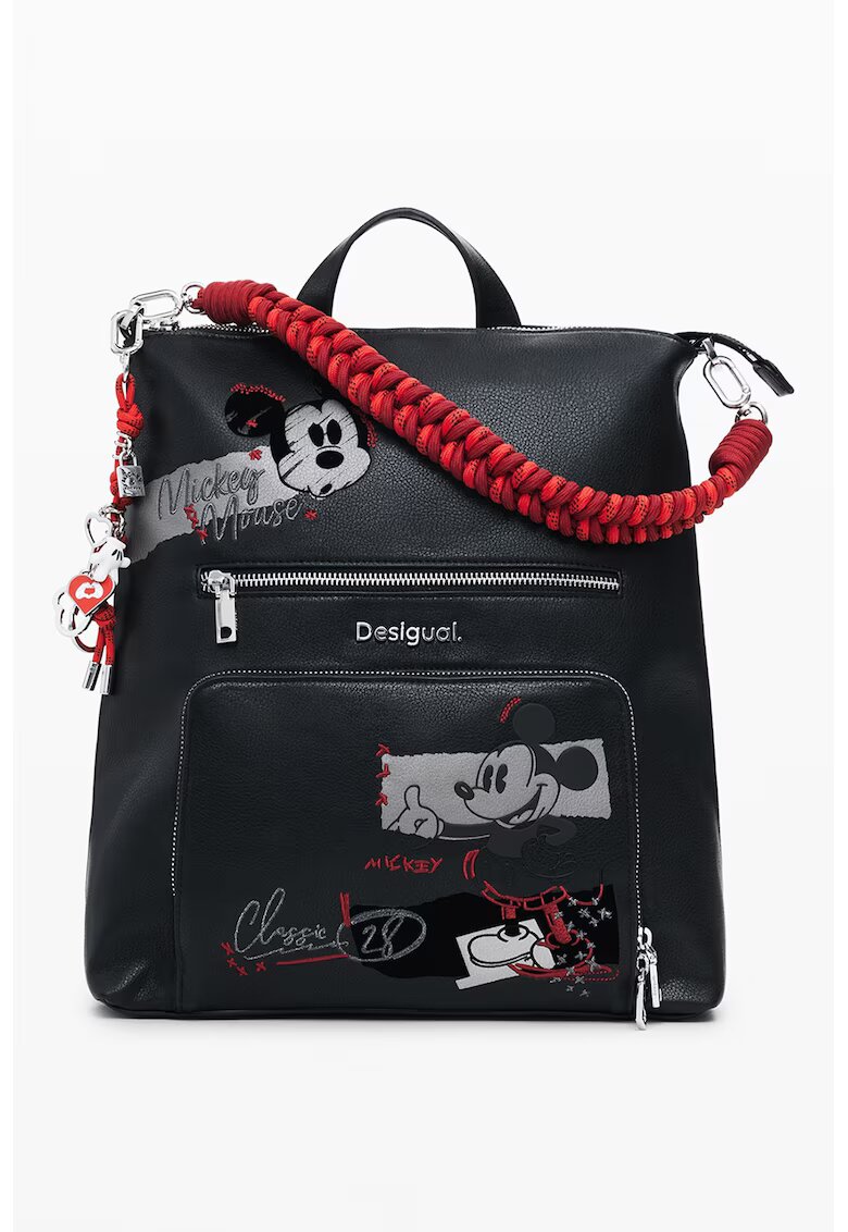 Desigual Раница от еко кожа с детайли Mickey Mouse
