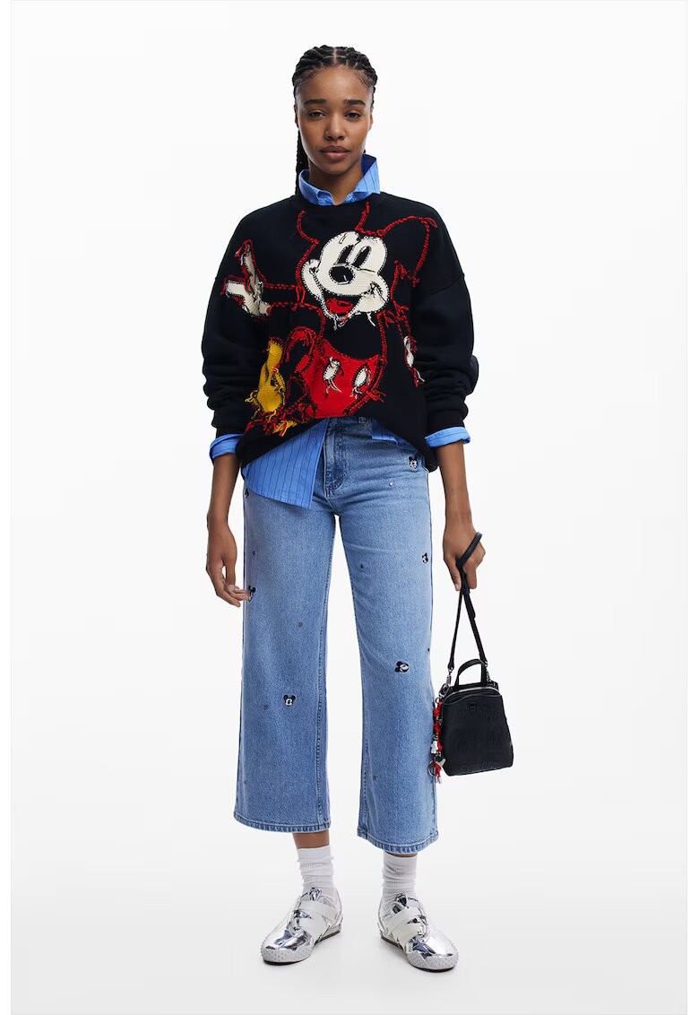 Desigual Суитшърт Mickey Moose - Червен/Бял/Черен