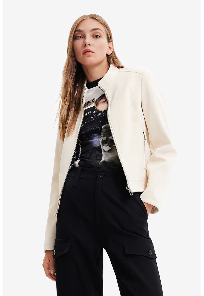 Desigual Яке от еко кожа с джобове с цип