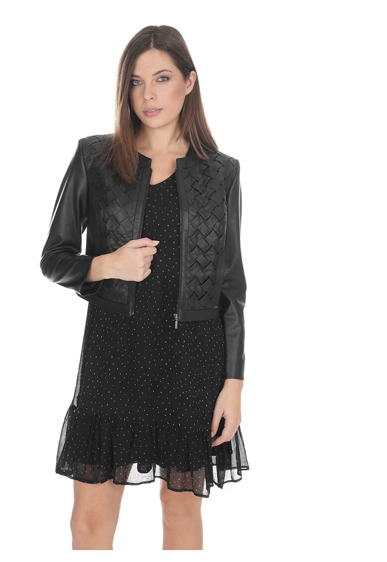 DiKa Eco Leather Jacket With Waved Design