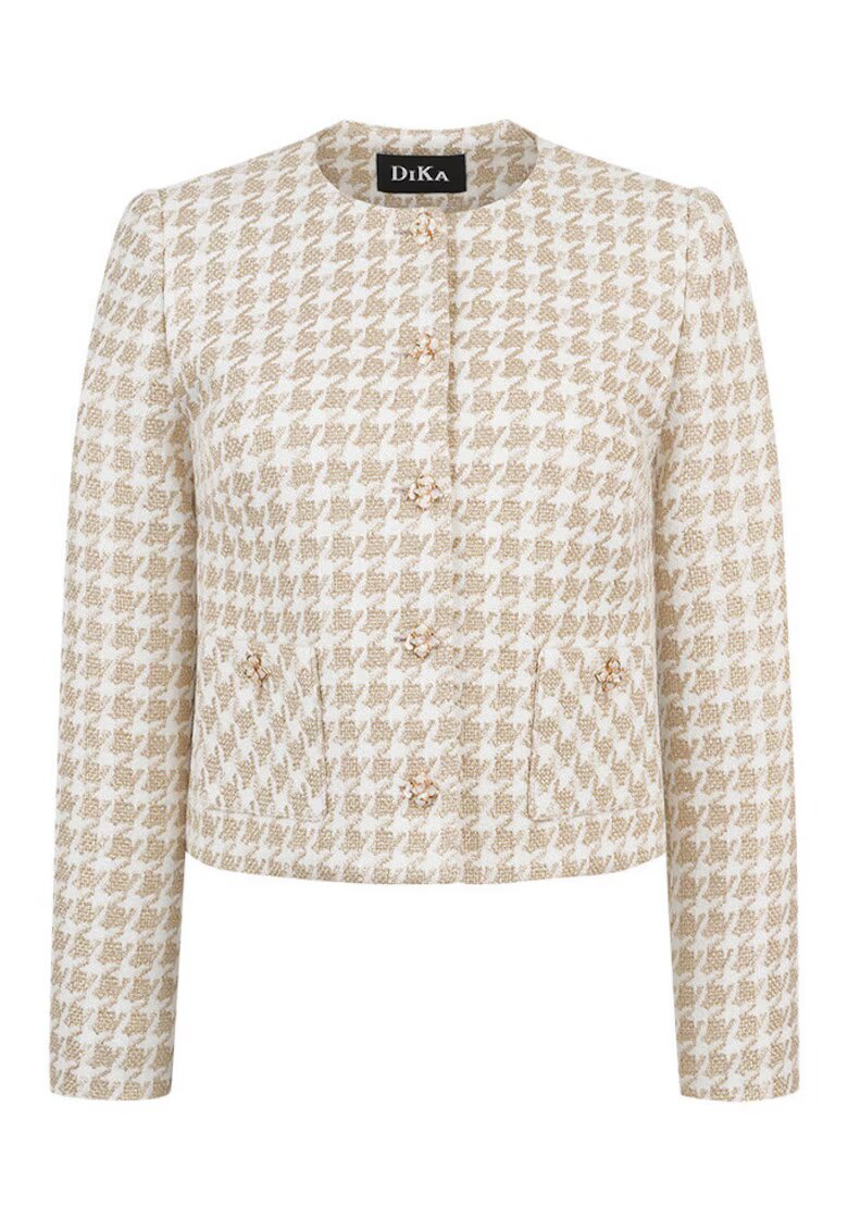 DiKa Tweed Blazer With Patch Pockets - Златист/Бежов