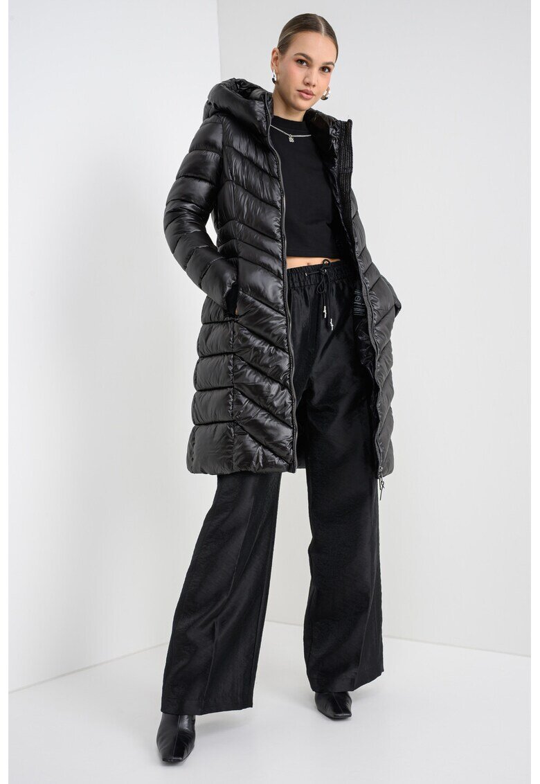 DKNY Дълго капитонирано зимно яке с качулка