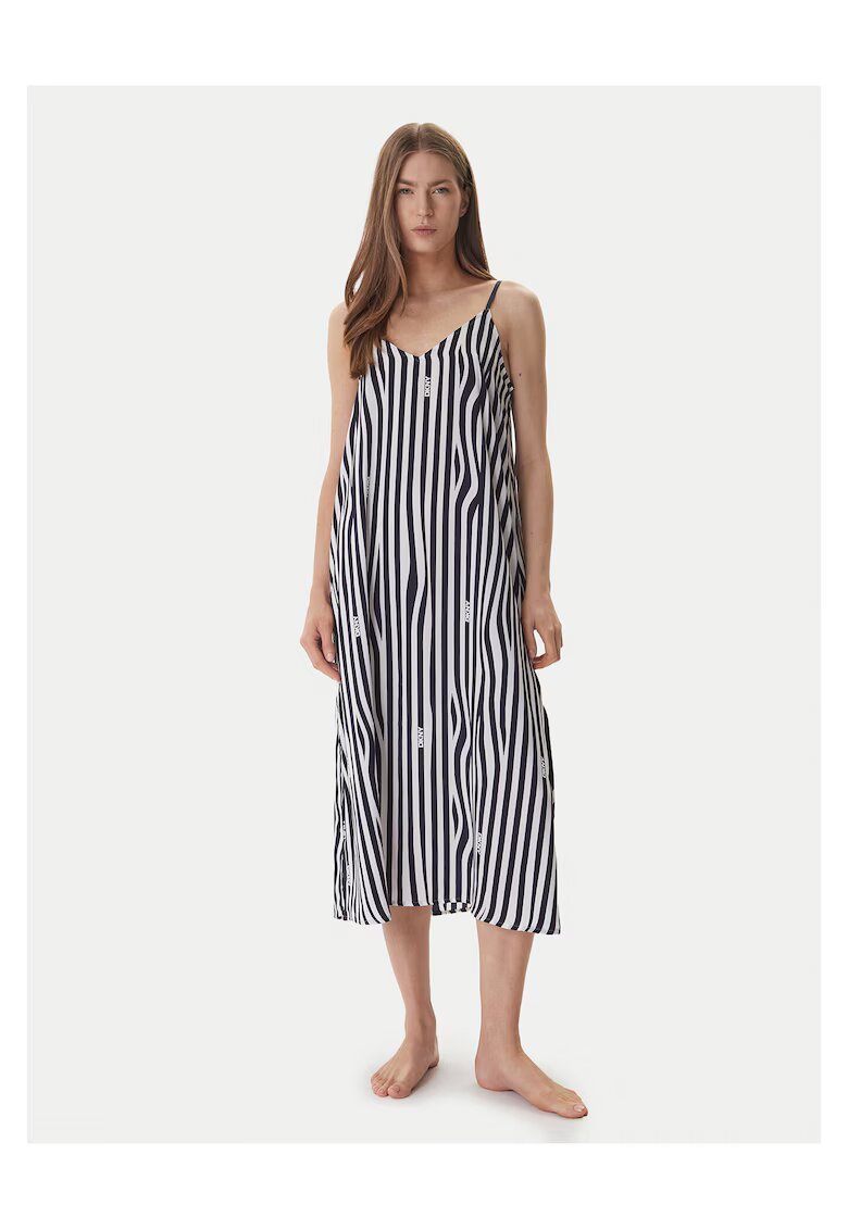 DKNY Дамска пижама - нощница - райета - бяла - полиестер