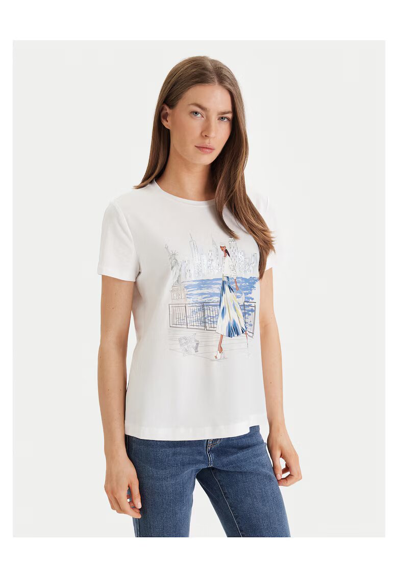 DKNY Дамска тениска - бяла - памук/модал/еластан