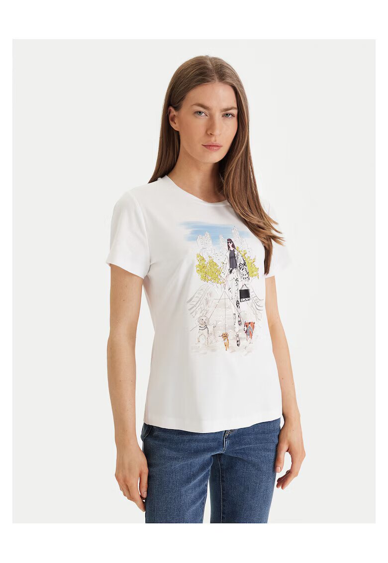 DKNY Дамска тениска - памук/модал/еластан - бяла