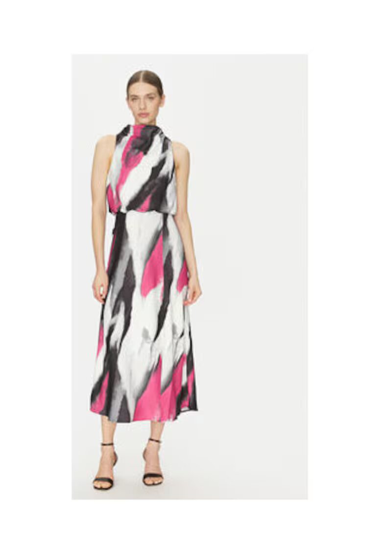 DKNY Рокля P4JBNZ22 JYT - 100% полиестер - Бял/Сив/Розово