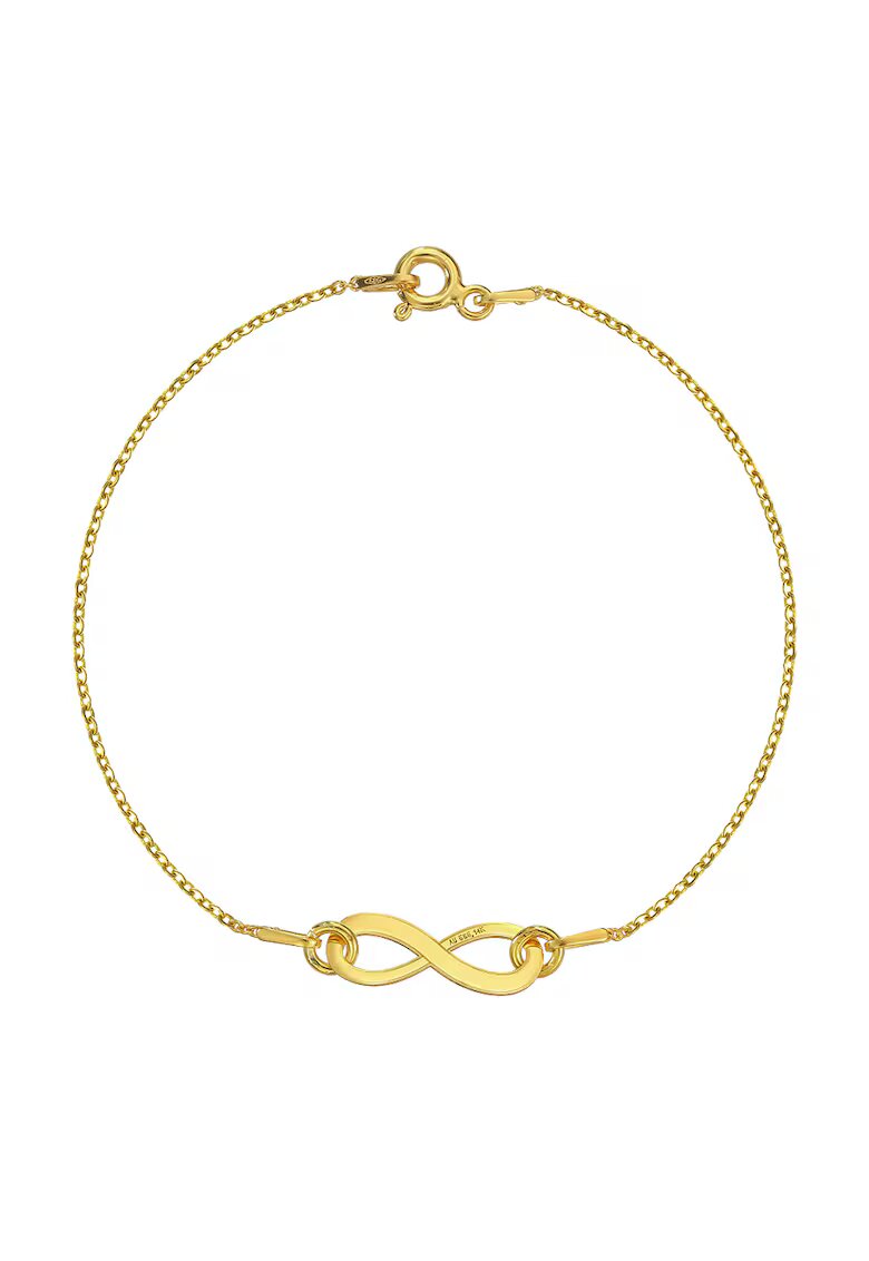 e-Crystal Златна гривна 585 - 14K с талисман Infinity - 18 CM