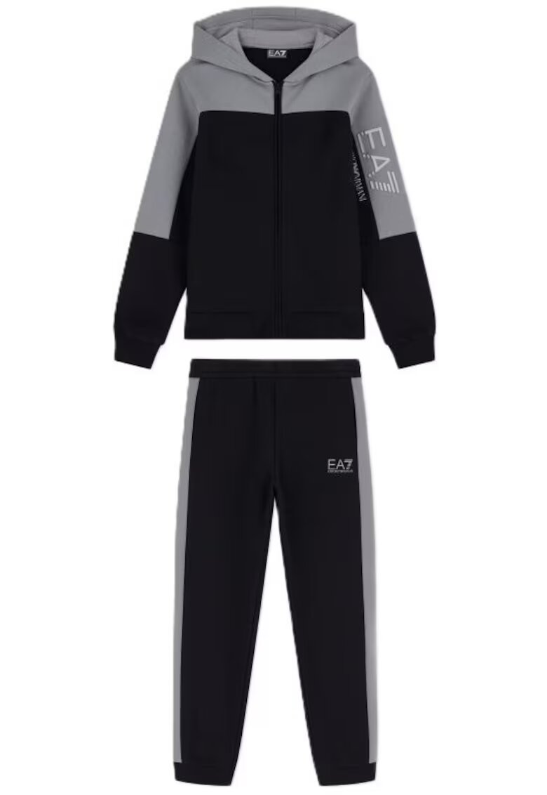 EA7 Детски анцуг - Train Athletic Colour Block Boy T-Suit Hoodie Fz Ch Br - Памук -