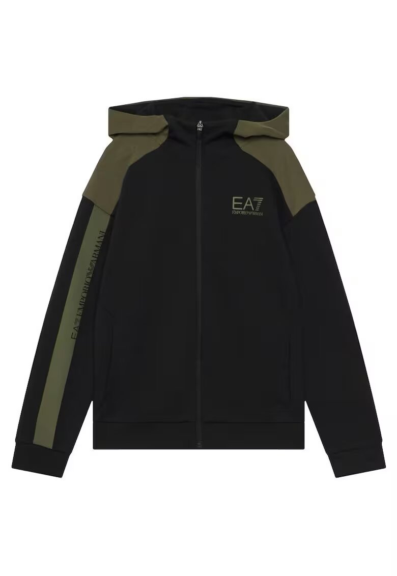 EA7 Детски суитчър с цип - TRAIN LOGO SERIES BOY HOODIE FZ BR EXTENDED LOGO COPL - памук -