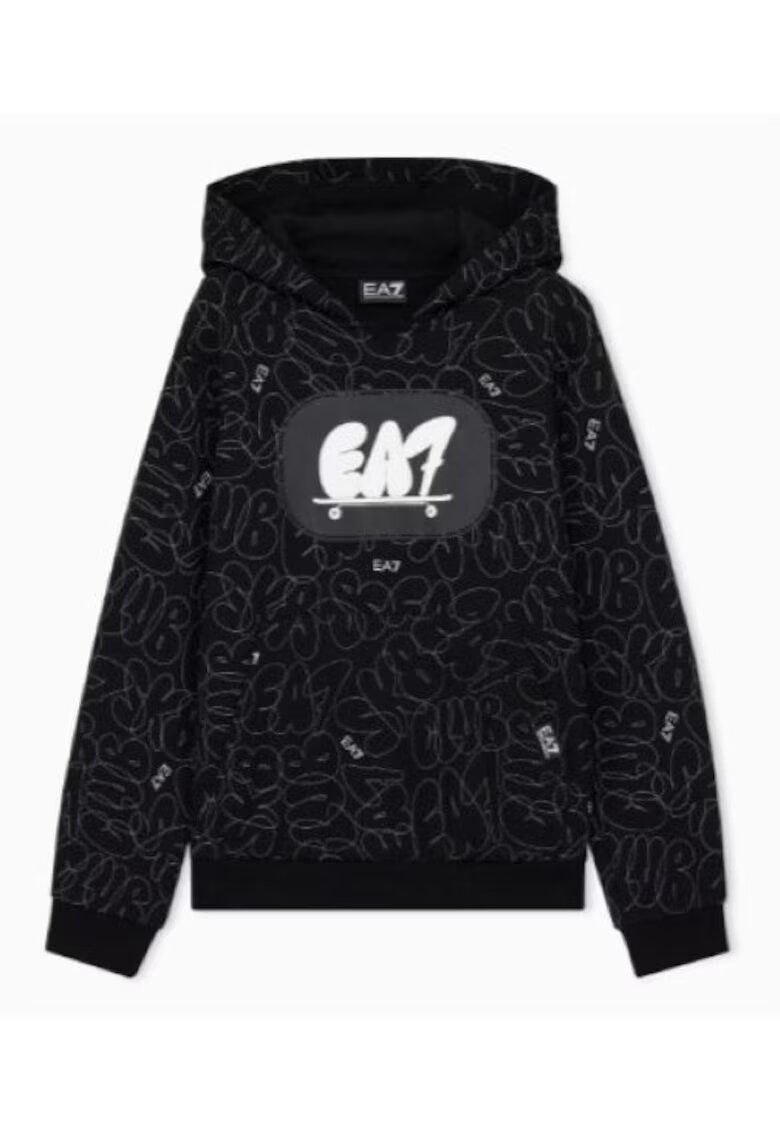 EA7 Детски суитшърт - Logo Series Boy Hoodie Rn Skate Logo Br - Памук -
