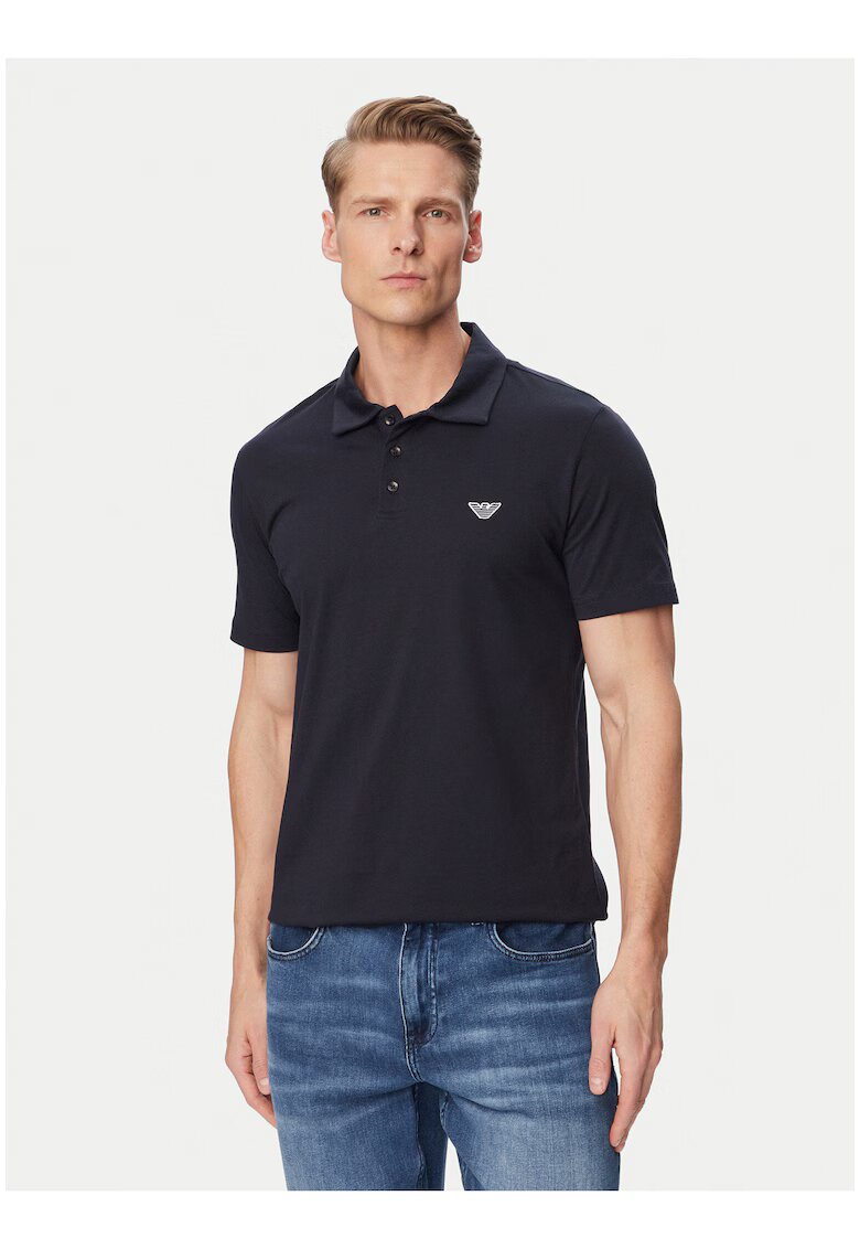 Emporio Armani Мъжка тениска - тъмносин - памук - къс ръкав