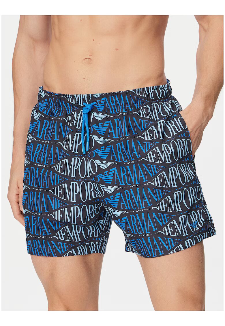 Emporio Armani Мъжки бански шорти - многоцветни - полиестер - лого принт