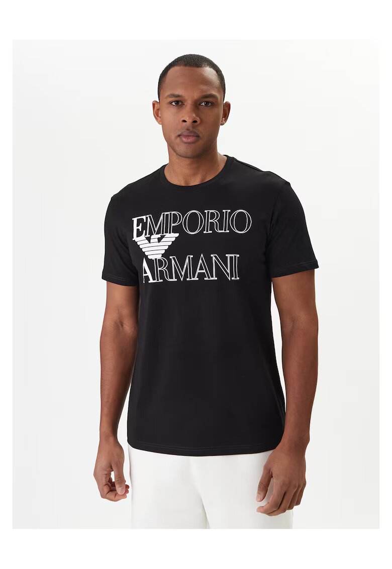 Emporio Armani Памучна тениска - Черна