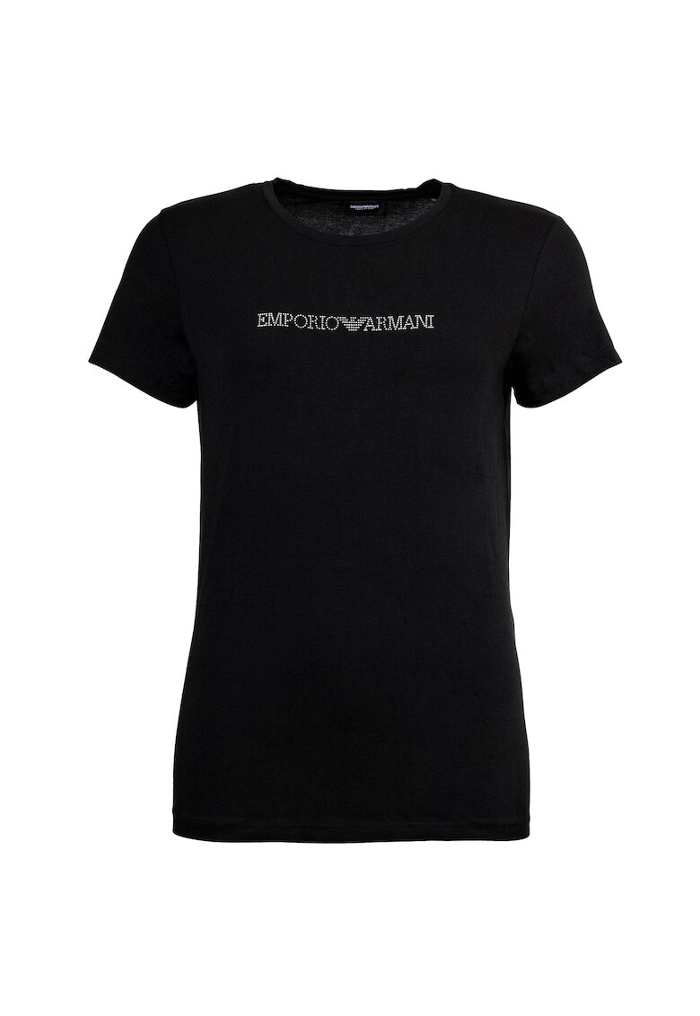 Emporio Armani Стандартна тениска с лого от декоративни камъни