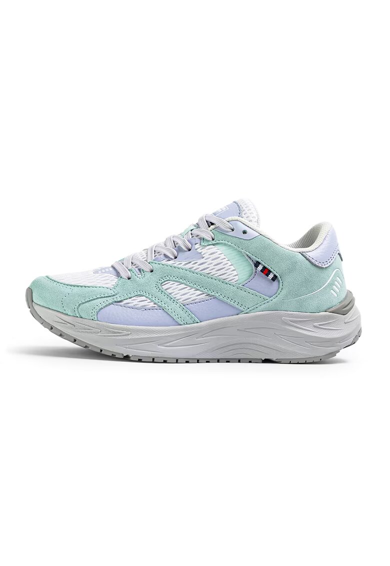 Fila Скосени мрежести спортни обувки Neon с кожа - Мръснобял/Сребрист