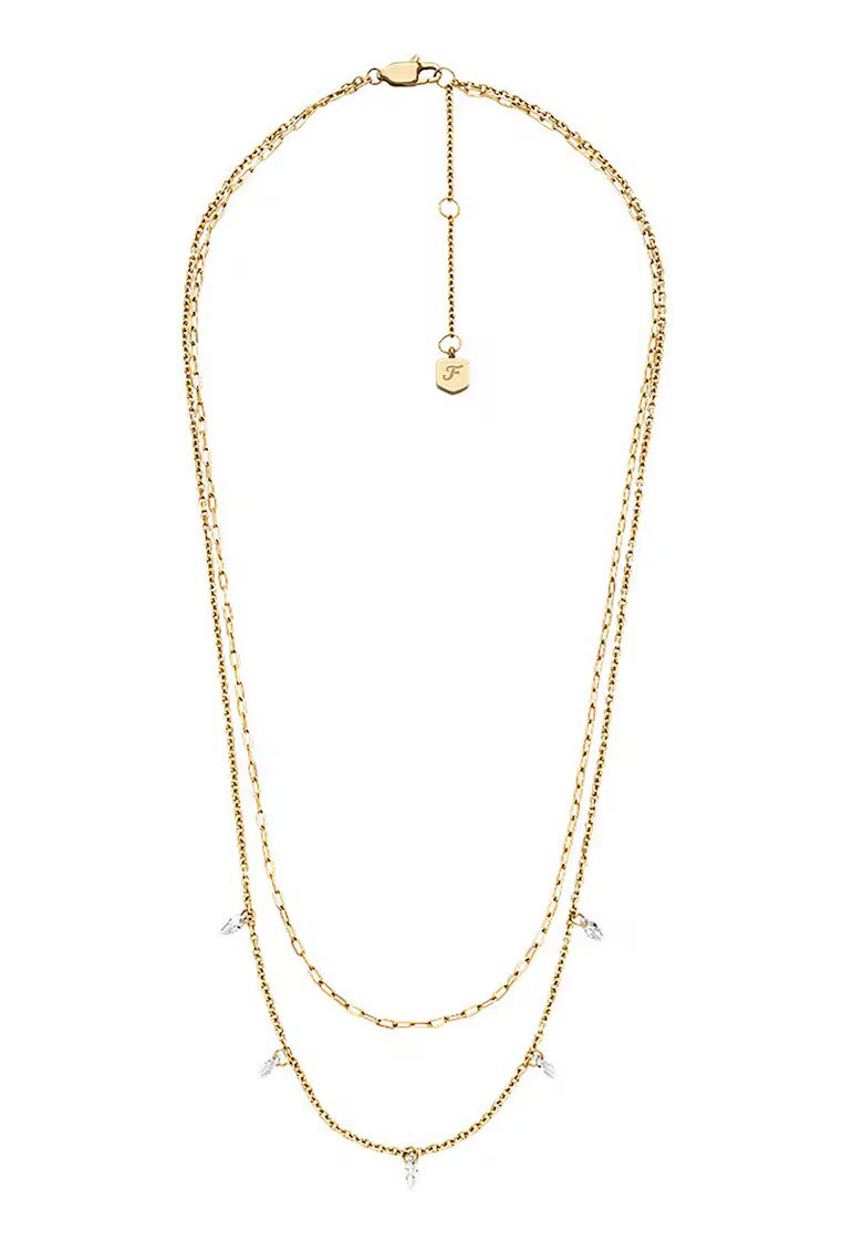 Fossil Двуредово колие с кристали