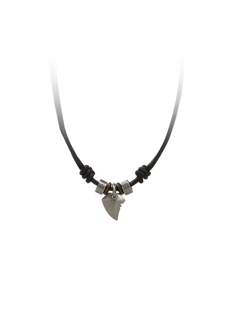 Fossil Кожено колие със стоманена висулка