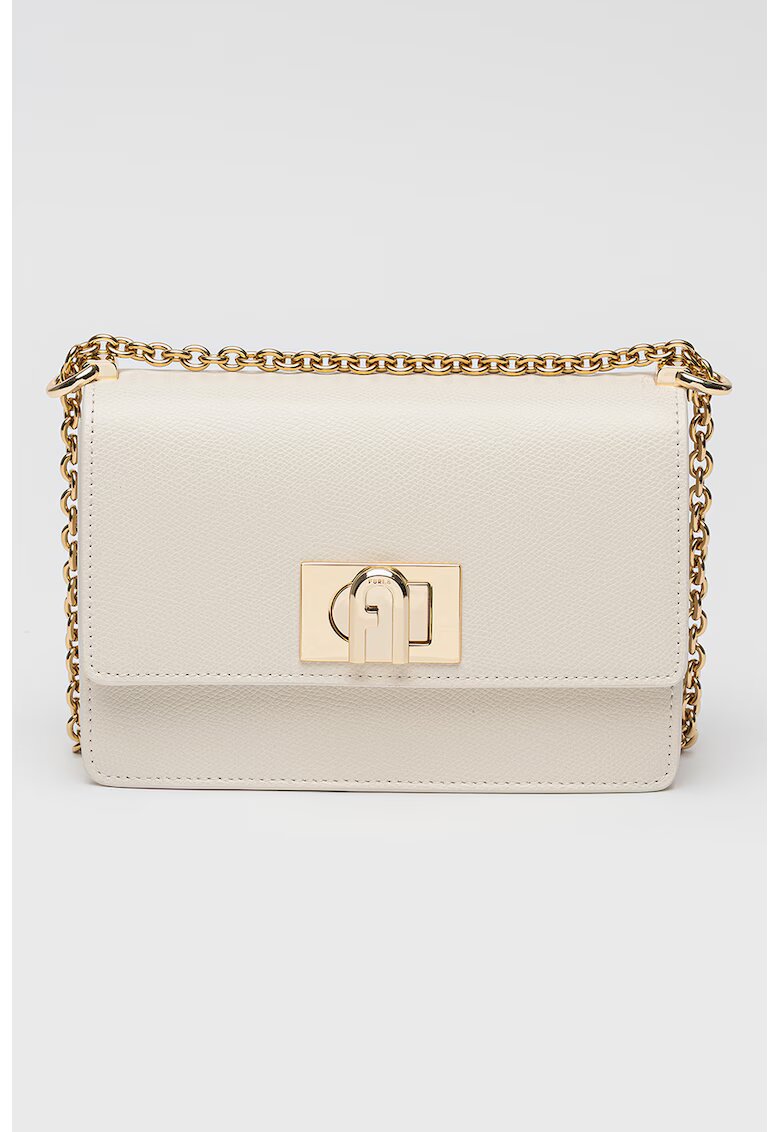 Furla Кожена чанта 1927 с презрамка-верижка - Мръснобял