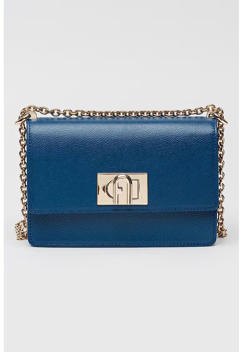 Furla Кожена чанта 1927 с презрамка-верижка - Ултрамарин синьо