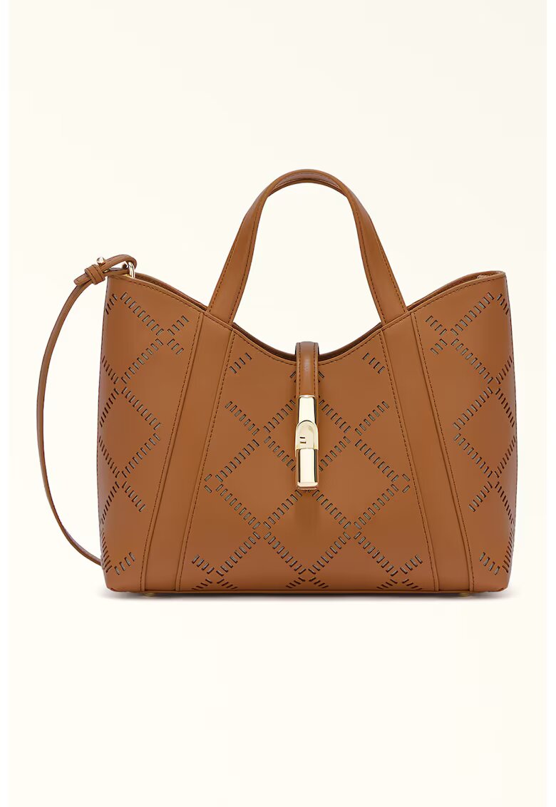 Furla Кожена шопинг чанта Goccia с отделяща се презрамка
