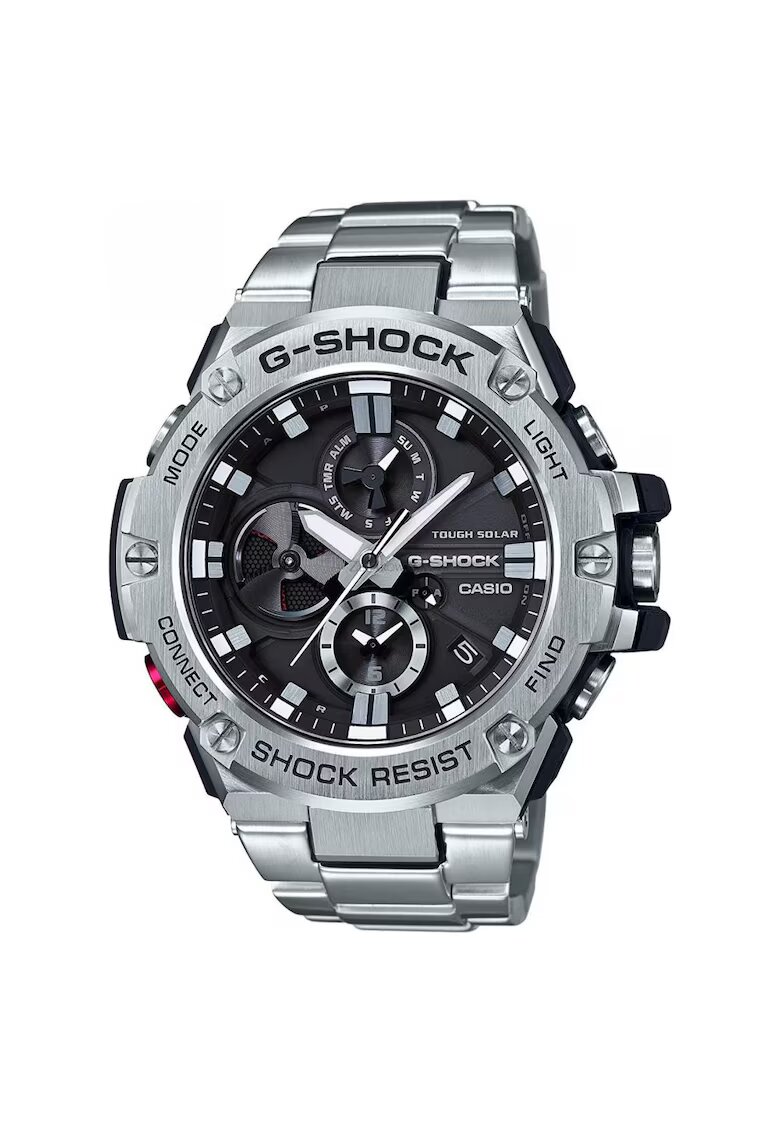 G-Shock Мъжки часовник G-Steel GSTB100D1A - сребрист - 49мм - с Bluetooth - соларен - водоустойчив 200м
