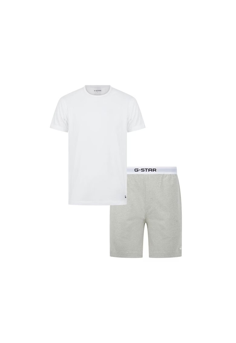 G-Star RAW Къса пижама с лого - Бял/Сив