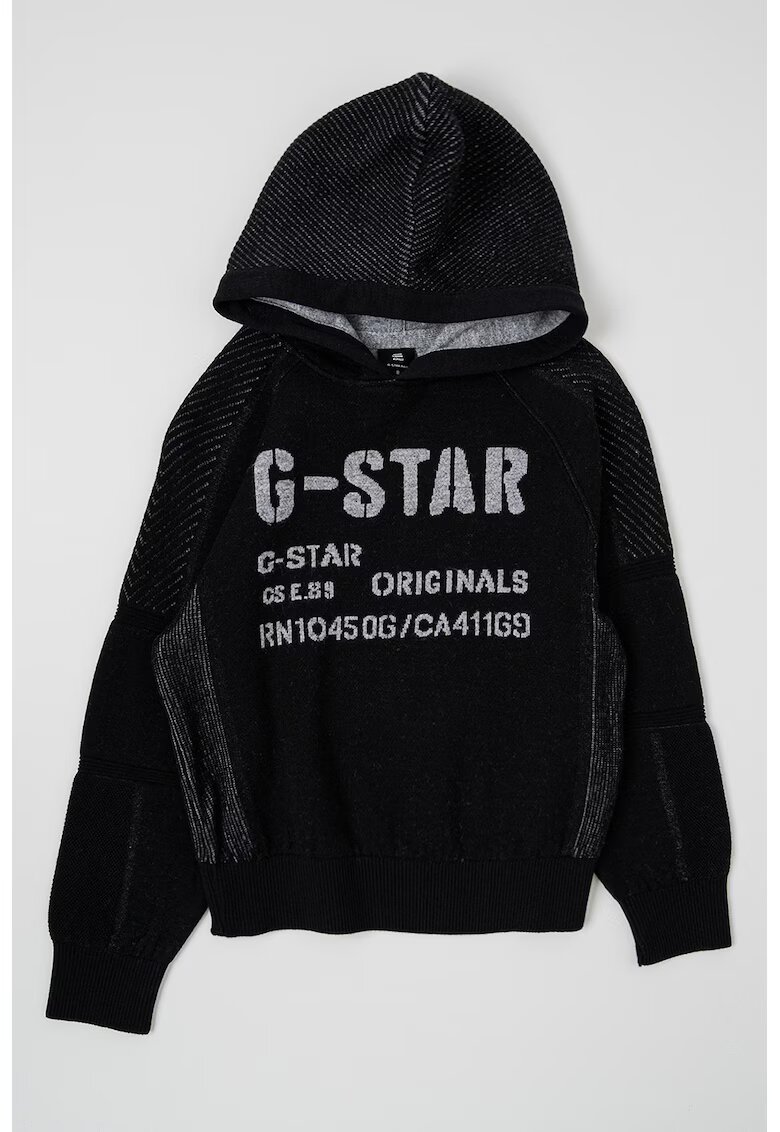 G-Star Стандартно худи с лого - Черен/Сив меланж
