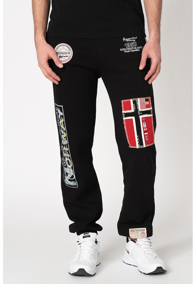 Geographical Norway Спортен панталон Myer с апликации лого - Червен/Черен/Сив