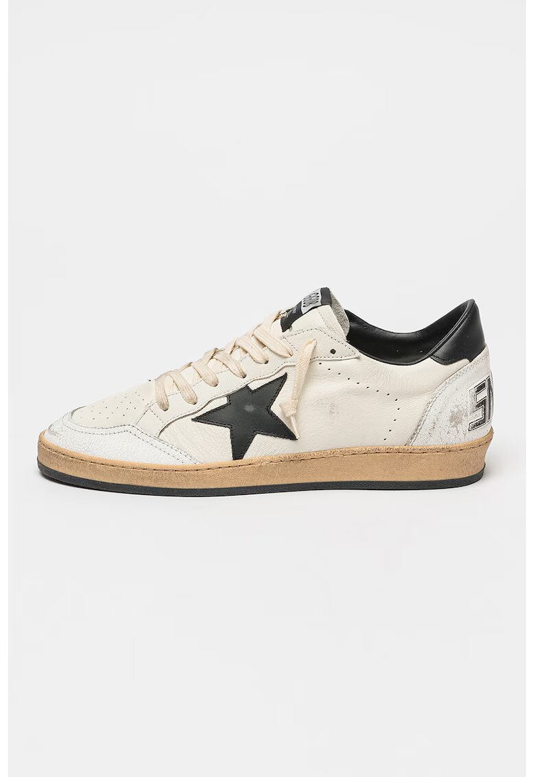 GOLDEN GOOSE Кожени спортни обувки деграде Ball Star - Черен/Мръснобял
