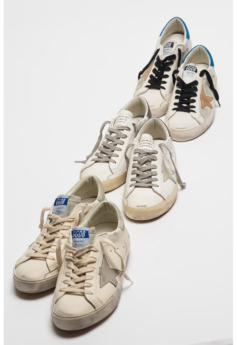 GOLDEN GOOSE Кожени спортни обувки Super Star деграде - Тъмносребрист/Мръснобял/Сребрист