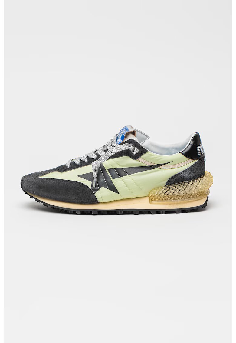 GOLDEN GOOSE Текстилни спортни обувки Marathon с кожа - Светлозелен/Tъмносив