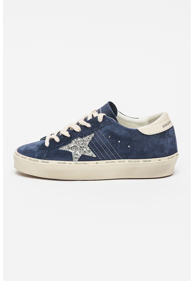 GOLDEN GOOSE Кожени спортни обувки Hi Star - Черен/Сребрист