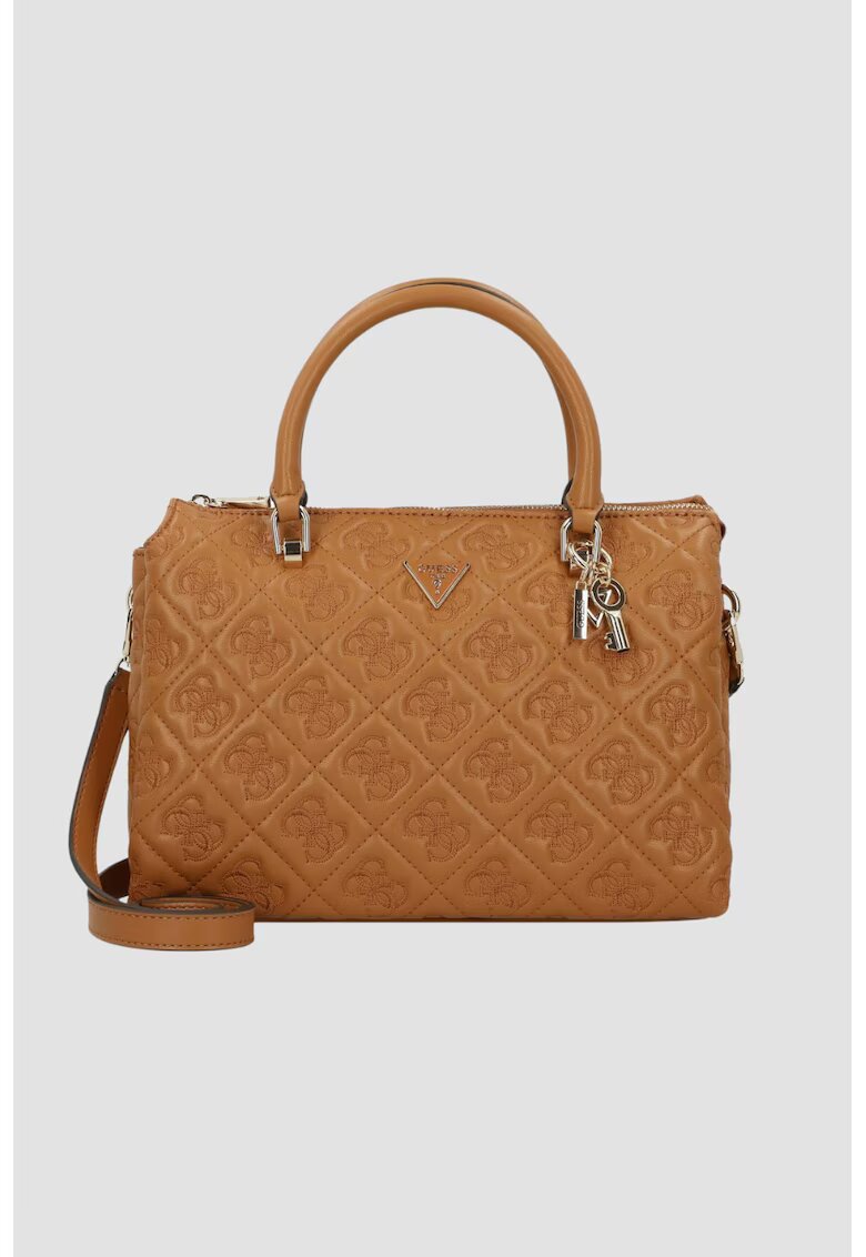Guess Дамска чанта Adelasia - екологична - кафява - с 3 отделения - 5 джоба - с регулируема презрамка