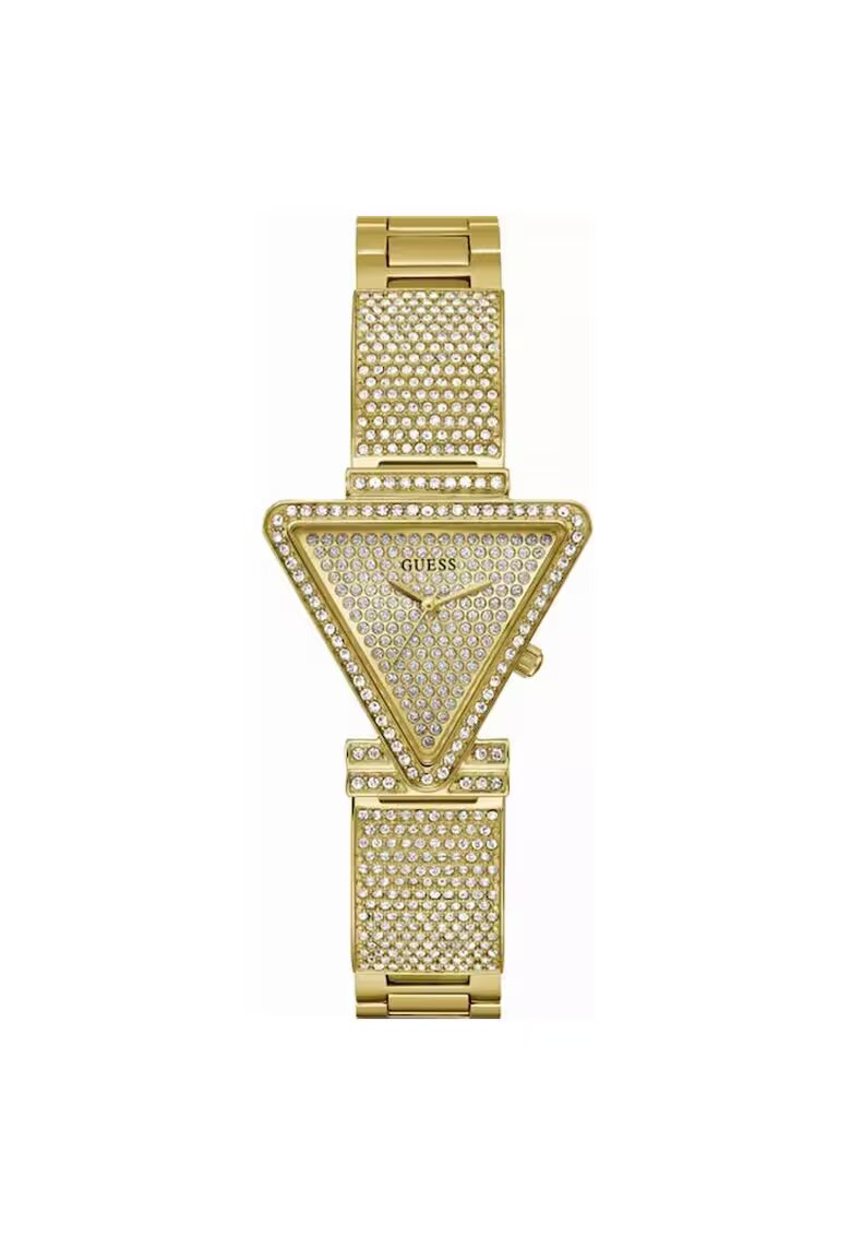 Guess Дамски часовник GW0644L2 - жълта каишка - 34x7 мм - циферблат шампанско - кристали