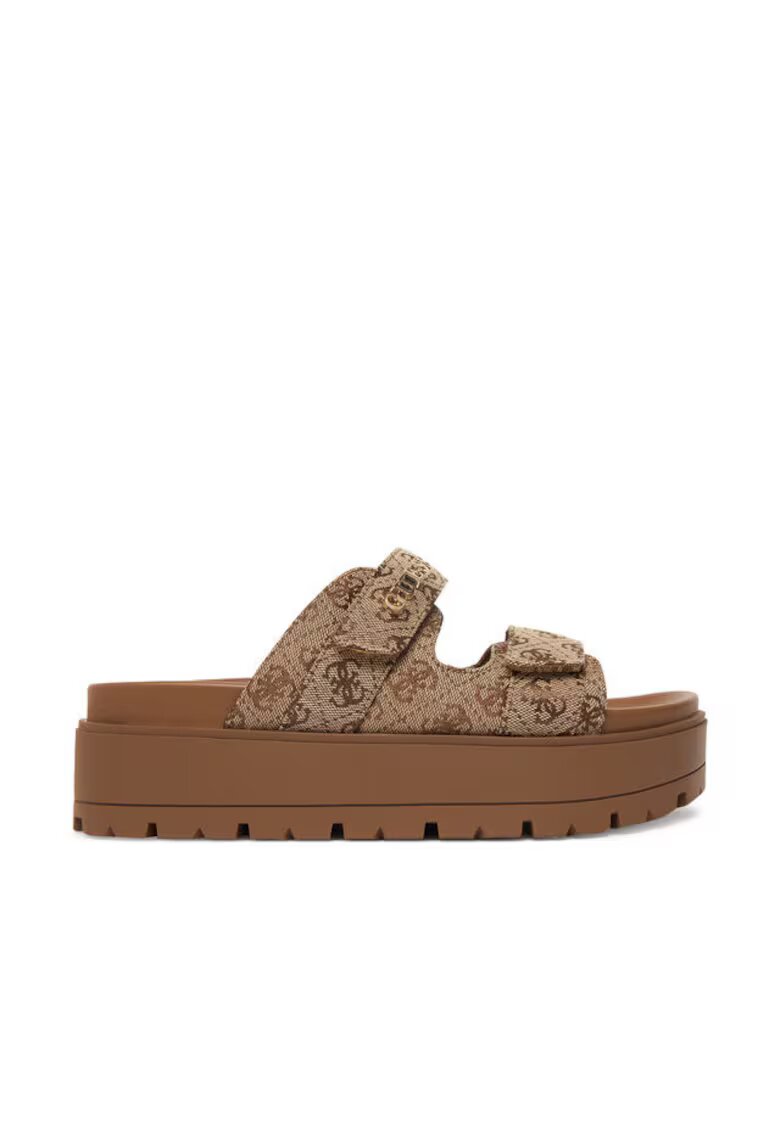 Guess Дамски чехли - на платформа - кафяви