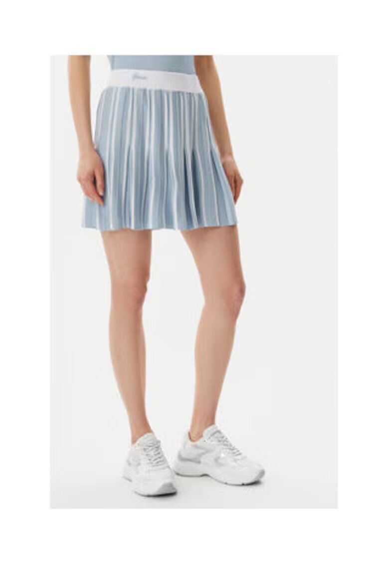 Guess Fusta plisata cu banda logo