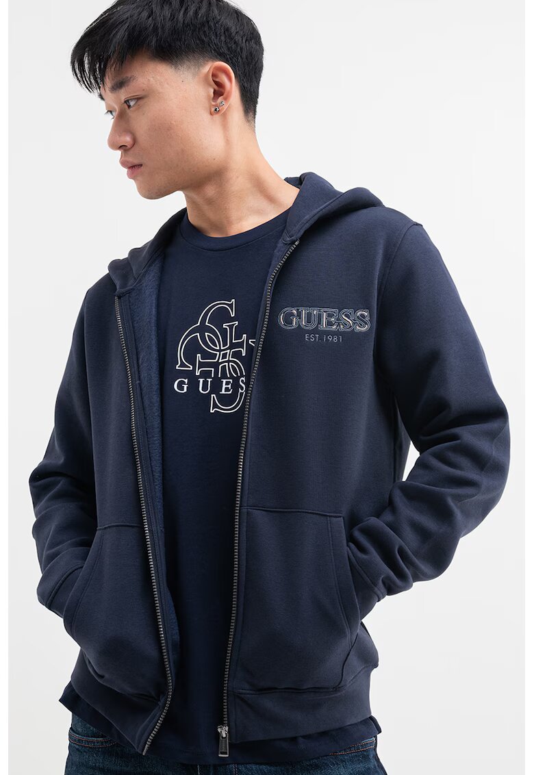 Guess Худи с цип и бродирано лого