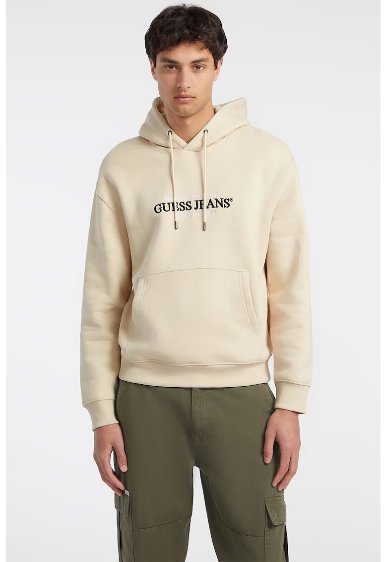 Guess Jeans Худи с лого - Черен/Крем