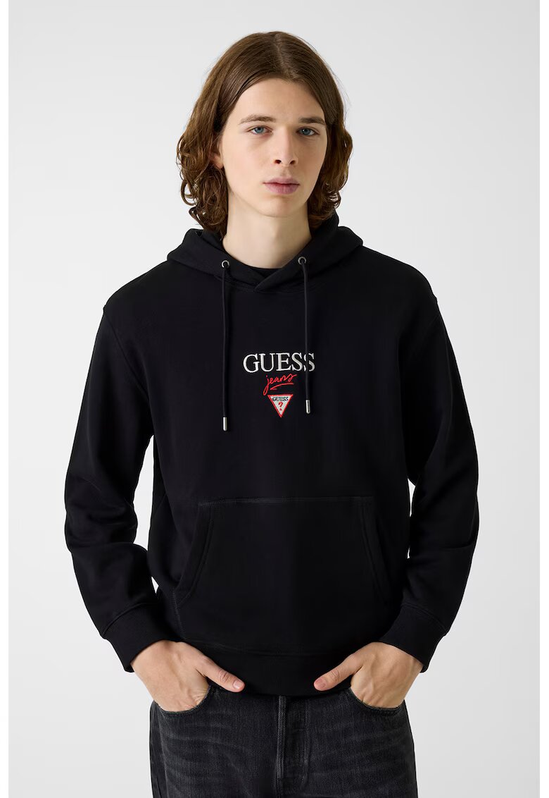 Guess Jeans Худи с лого и джоб кенгуру