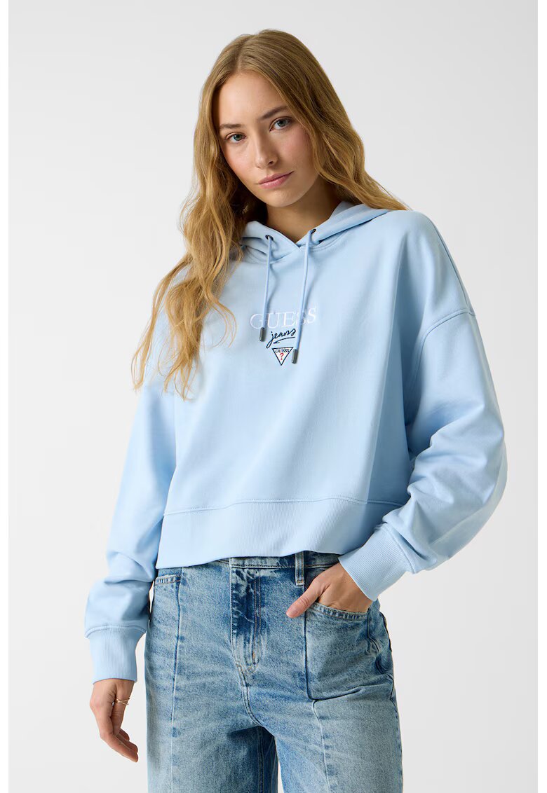 Guess Jeans Късо худи с бродирано лого