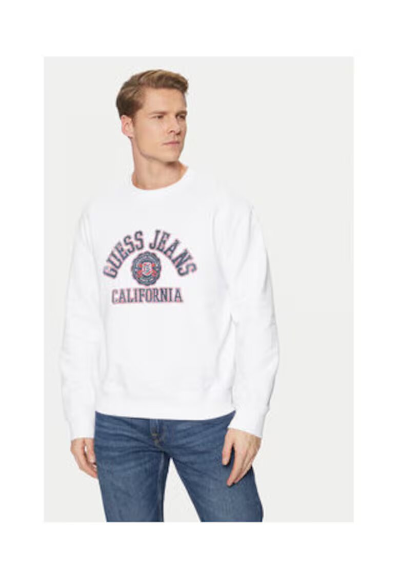 Guess Jeans Памучен суичър с графичен принт