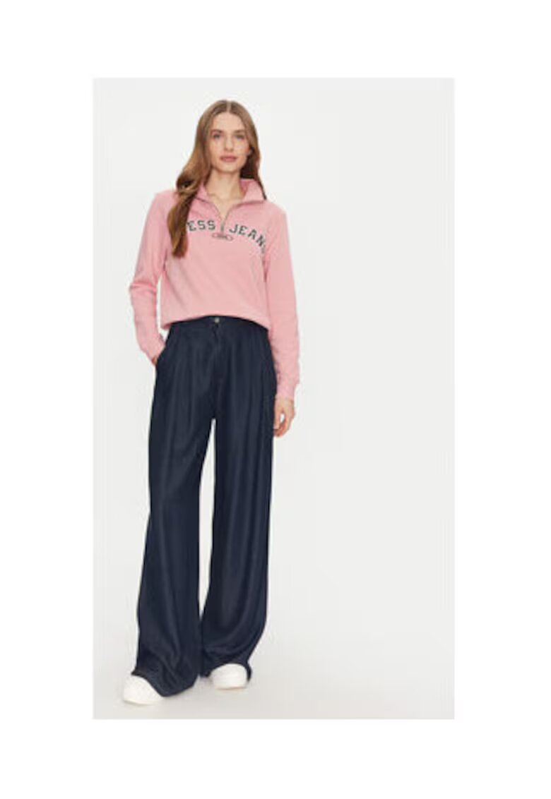 Guess Jeans Памучен суичър с текстов принт