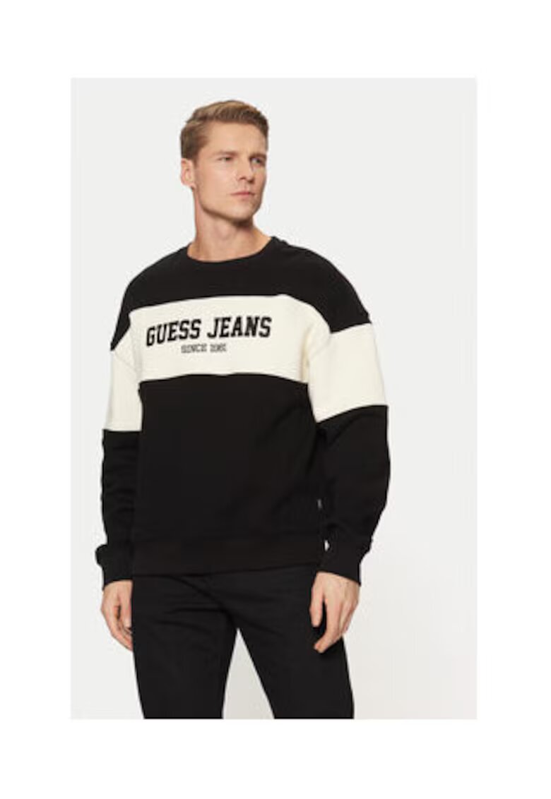 Guess Jeans Суичър от памучна смес с лого дизайн