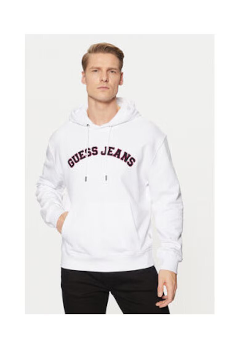 Guess Jeans Суичър от памук с лого и качулка