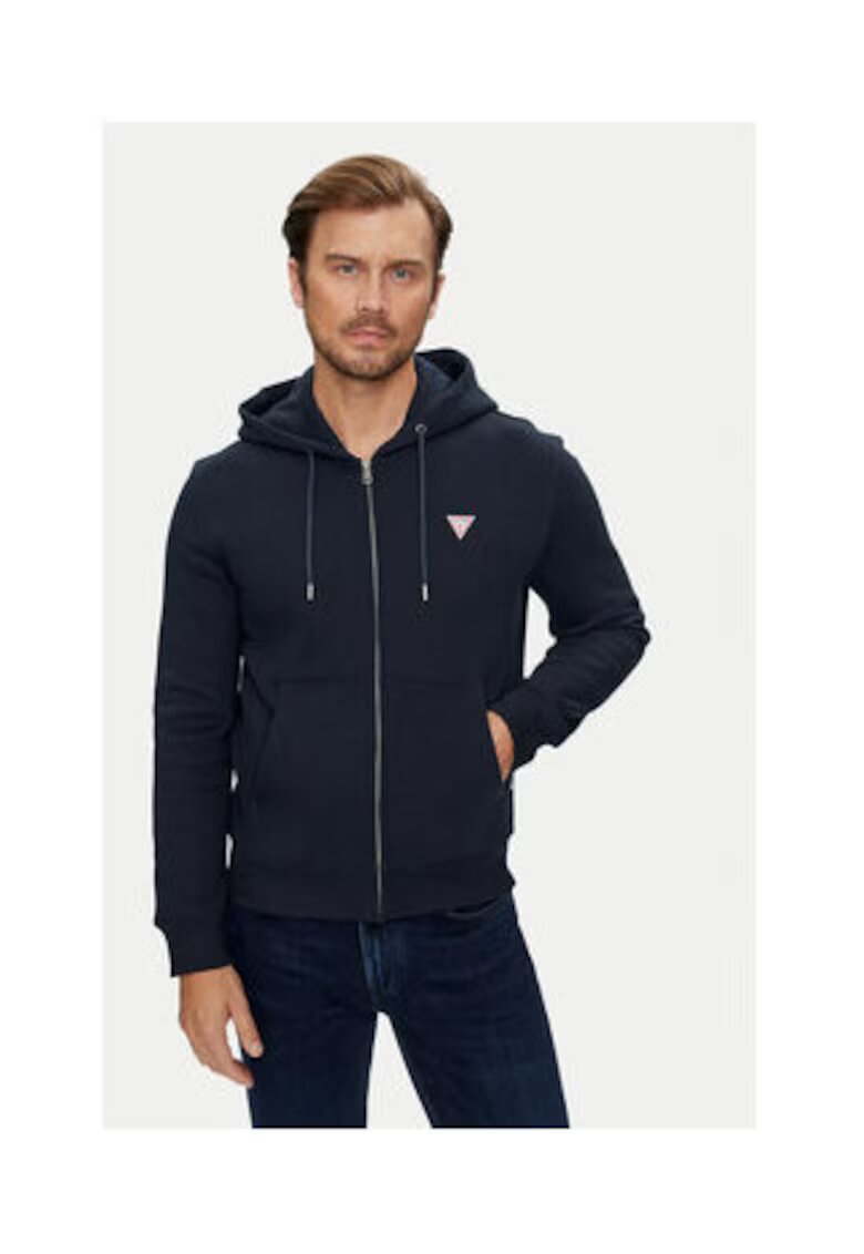 Guess Jeans Суичър с цип и лого детайл